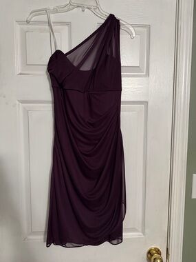 David’s Bridal Women’s One-Shoulder Evening Dress in Deep Plum